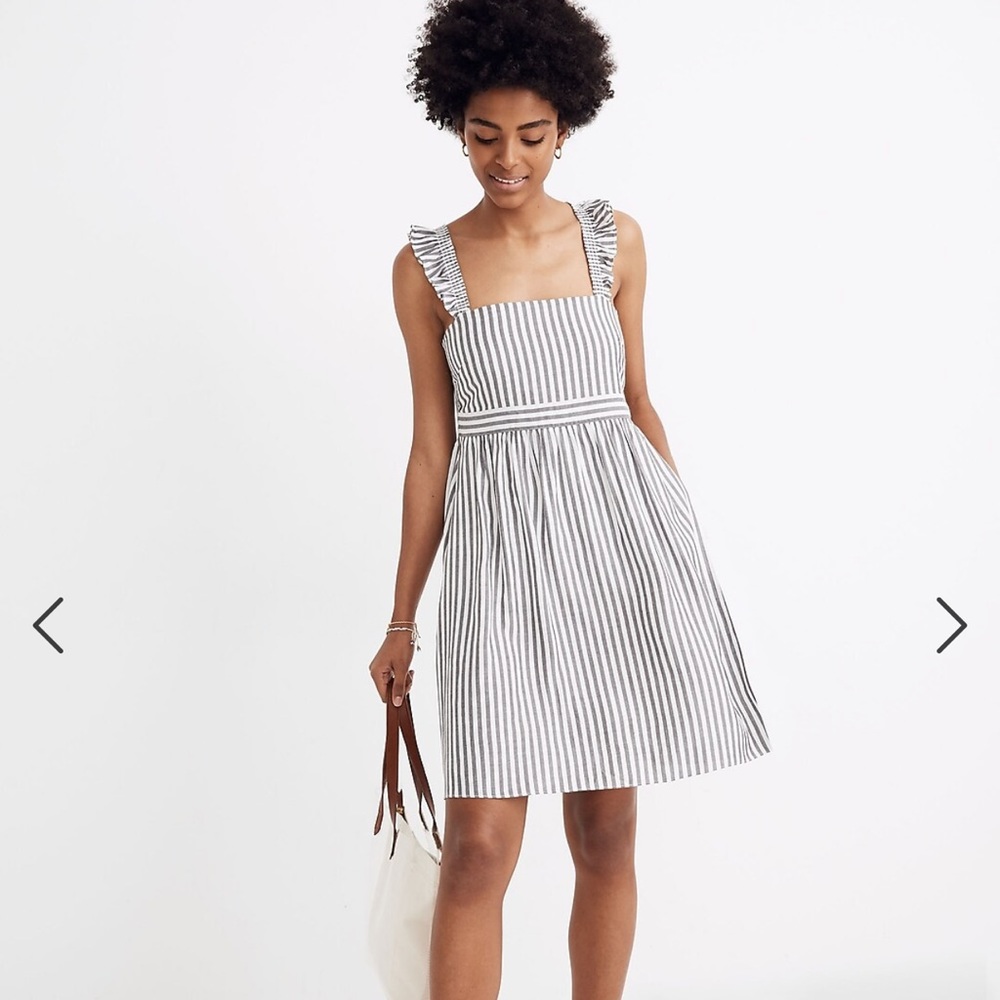 Madewell Striped Ruffle-Strap Empire Dress